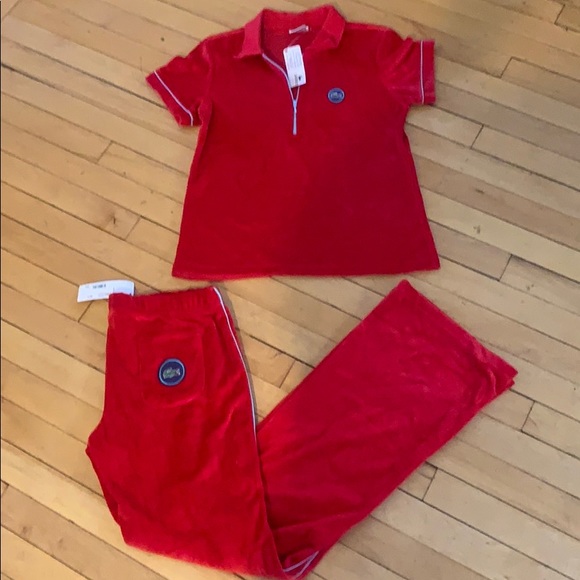 lacoste velour tracksuit